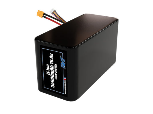 Compact 10.8-volt 35000mAh lithium-ion battery, built for lightweight drone, UAV, and robotics projects.