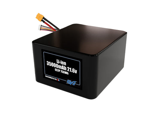 Compact 21.6-volt 35000mAh lithium-ion battery, built for lightweight drone, UAV, and robotics projects.