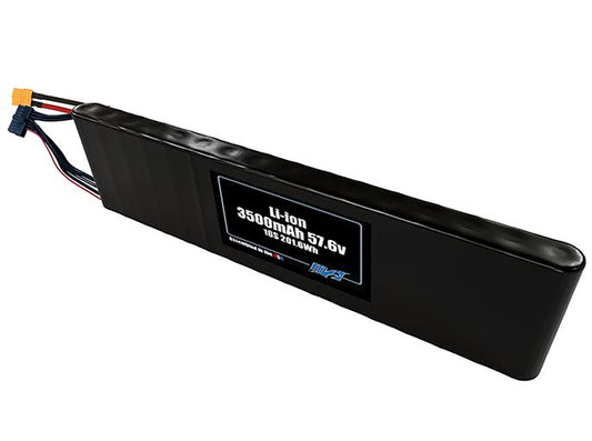 Compact 57.6-volt 3500mAh lithium-ion battery, built for lightweight drone, UAV, and robotics projects.