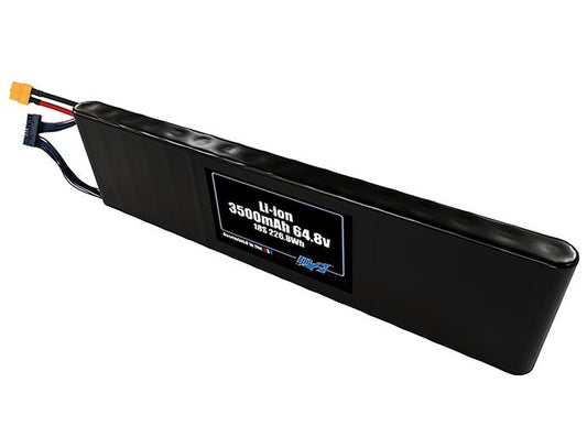 Compact 64.8-volt 3500mAh lithium-ion battery, built for lightweight drone, UAV, and robotics projects.