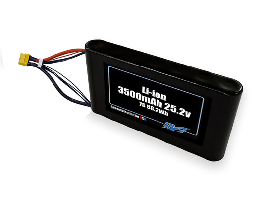 Compact 25.2-volt 3500mAh lithium-ion battery, built for lightweight drone, UAV, and robotics projects.