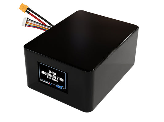 Compact 21.6-volt 40000mAh lithium-ion battery, built for lightweight drone, UAV, and robotics projects.