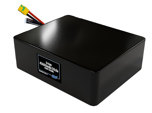 Compact 39.6-volt 45000mAh lithium-ion battery, built for lightweight drone, UAV, and robotics projects.