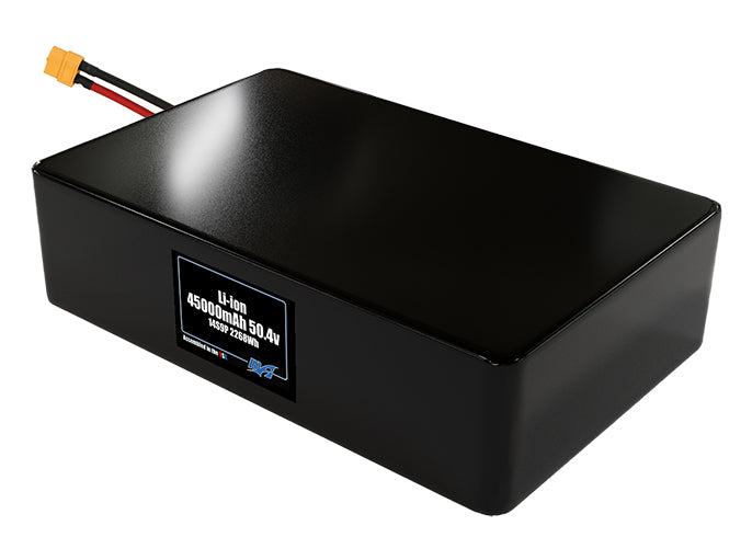Compact 50.4-volt 45000mAh lithium-polymer battery, built for lightweight drone, UAV, and robotics projects.
