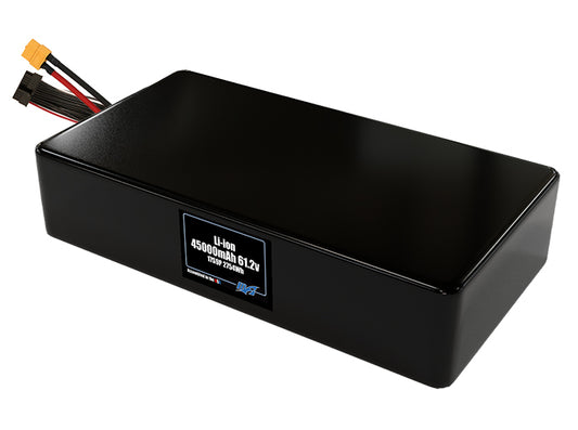 Compact 61.2-volt 45000mAh lithium-ion battery, built for lightweight drone, UAV, and robotics projects.