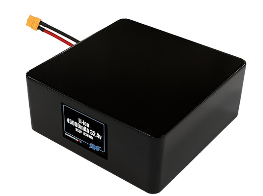Compact 32.4-volt 45000mAh lithium-ion battery, built for lightweight drone, UAV, and robotics projects.