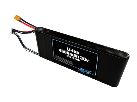 Compact 36-volt 4500mAh lithium-ion battery, built for lightweight drone, UAV, and robotics projects.