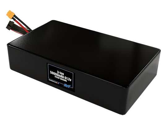 Compact 61.2-volt 50000mAh lithium-ion battery, built for lightweight drone, UAV, and robotics projects.