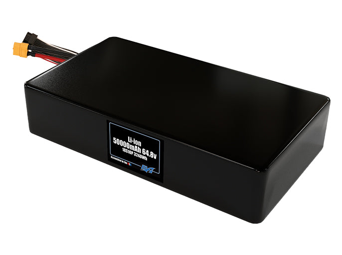 Compact 64.8-volt 50000mAh lithium-polymer battery, built for lightweight drone, UAV, and robotics projects.