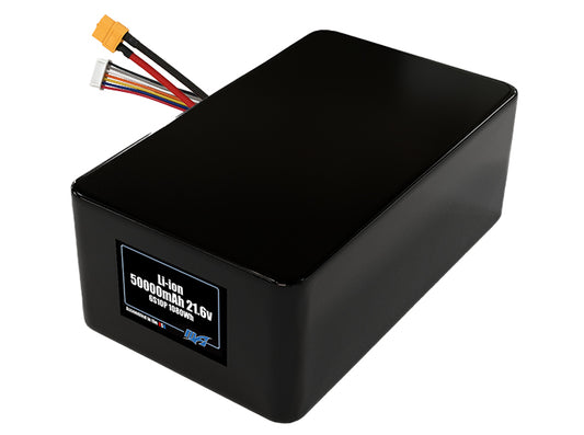 Compact 21.6-volt 50000mAh lithium-ion battery, built for lightweight drone, UAV, and robotics projects.