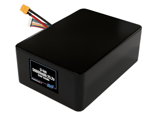 Compact 25.2-volt 50000mAh lithium-ion battery, built for lightweight drone, UAV, and robotics projects.