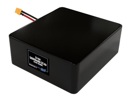 Compact 32.4-volt 50000mAh lithium-ion battery, built for lightweight drone, UAV, and robotics projects.