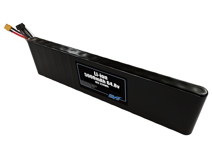 Compact 64.8-volt 5000mAh lithium-ion battery, built for lightweight drone, UAV, and robotics projects.