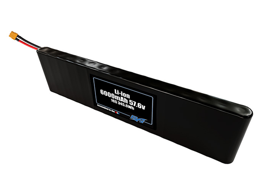 Compact 57.6-volt 6000mAh lithium-ion battery, built for lightweight drone, UAV, and robotics projects.
