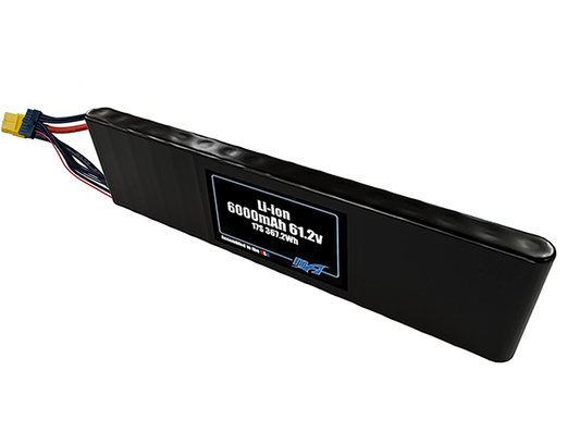 Compact 61.2-volt 6000mAh lithium-ion battery, built for lightweight drone, UAV, and robotics projects.