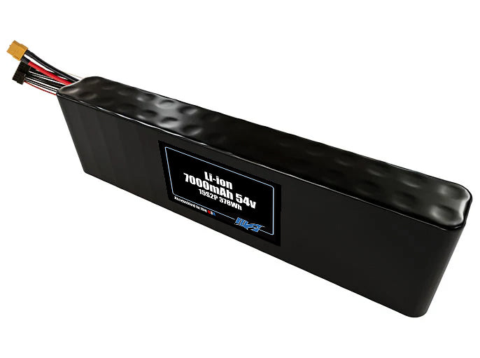 Compact 54-volt 7000mAh lithium-ion battery, built for lightweight drone, UAV, and robotics projects.