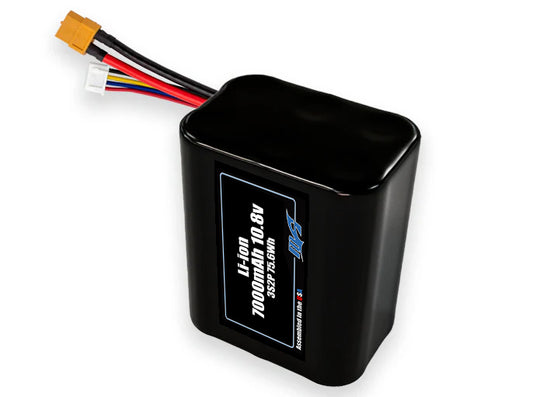 Compact 10.8-volt 7000mAh lithium-ion battery, built for lightweight drone, UAV, and robotics projects.
