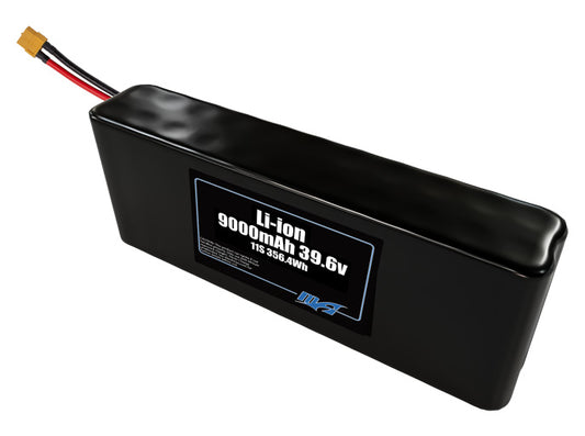 Compact 39.6-volt 9000mAh lithium-ion battery, built for lightweight drone, UAV, and robotics projects.