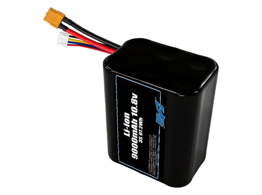 Compact 10.8-volt 9000mAh lithium-ion battery, built for lightweight drone, UAV, and robotics projects.