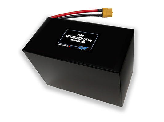 Compact 51.8-volt 10400mAh lithium-polymer side by side battery, built for lightweight drone, UAV, and robotics projects.