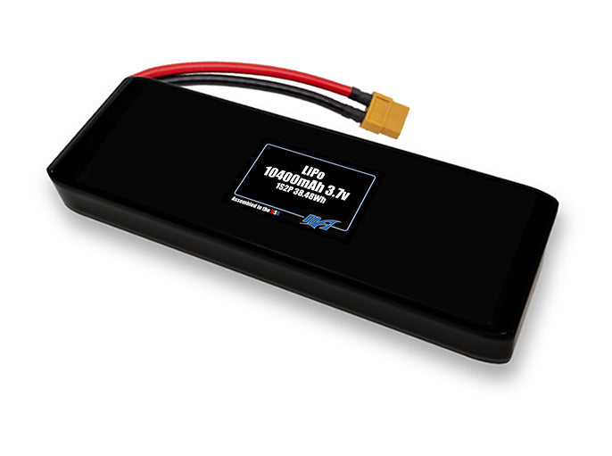 Compact 3.7-volt 10400mAh lithium-polymer battery, built for lightweight drone, UAV, and robotics projects.