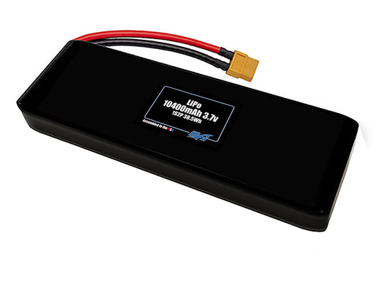 Compact 3.7-volt 10400mAh lithium-polymer battery, built for lightweight drone, UAV, and robotics projects.