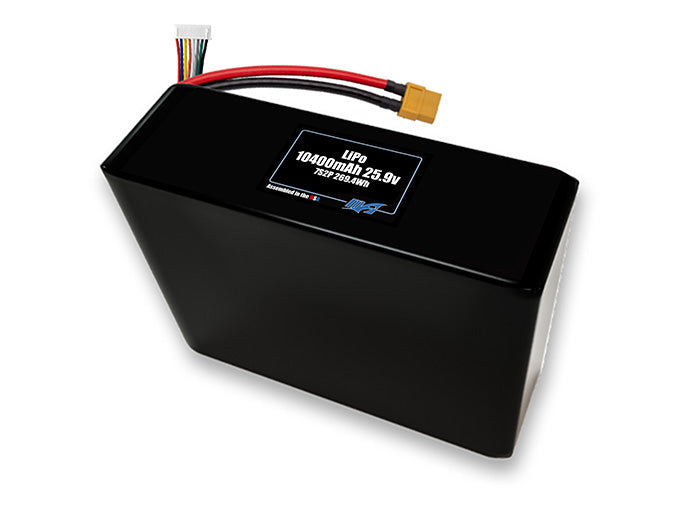 Compact 25.9-volt 10400mAh lithium-polymer battery, built for lightweight drone, UAV, and robotics projects.