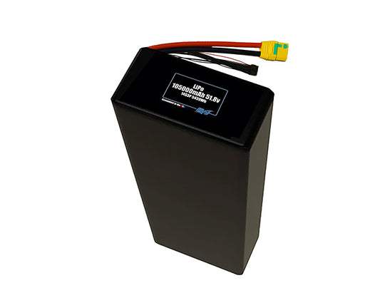 Compact 51.8-volt 105000mAh lithium-polymer battery, built for lightweight drone, UAV, and robotics projects.