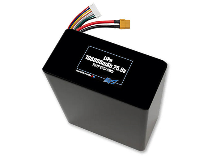 Compact 25.9-volt 105000mAh lithium-polymer battery, built for lightweight drone, UAV, and robotics projects.