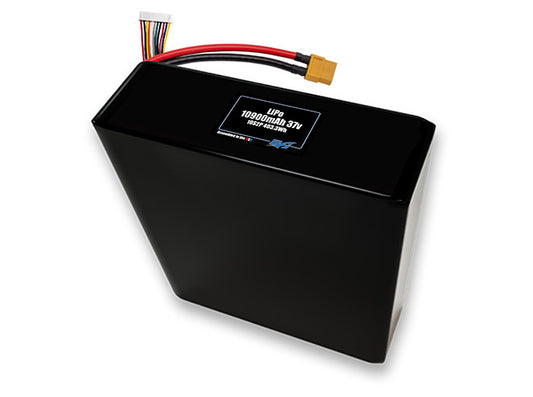 Compact 37-volt 10900mAh lithium-polymer battery, built for lightweight drone, UAV, and robotics projects.