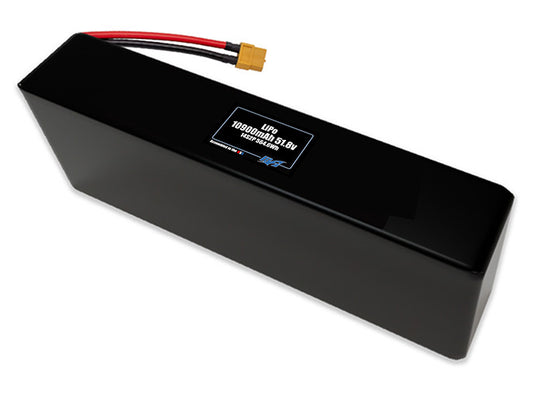 Compact 51.8-volt 10900mAh lithium-polymer end to end battery, built for lightweight drone, UAV, and robotics projects.