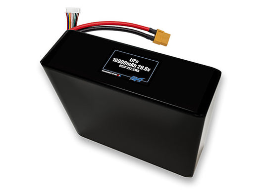 Compact 29.6-volt 10900mAh lithium-polymer battery, built for lightweight drone, UAV, and robotics projects.