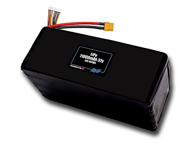 Compact 37-volt 11000mAh lithium-polymer battery, built for lightweight drone, UAV, and robotics projects.