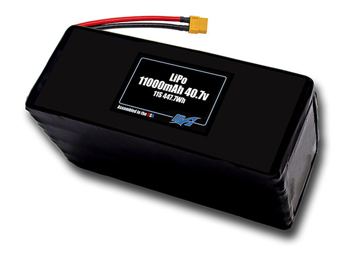 Compact 40.7-volt 11000mAh lithium-polymer battery, built for lightweight drone, UAV, and robotics projects.