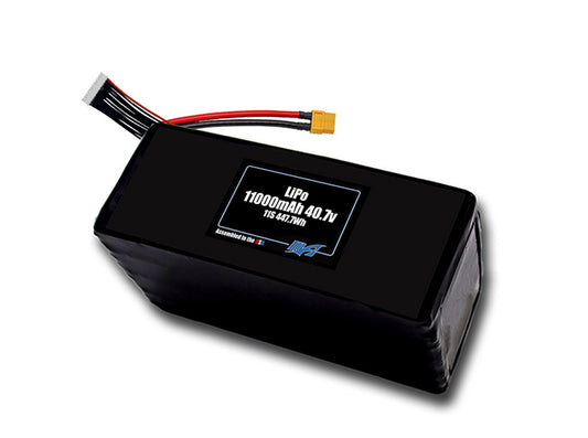 Compact 40.7-volt 11000mAh lithium-polymer battery, built for lightweight drone, UAV, and robotics projects.