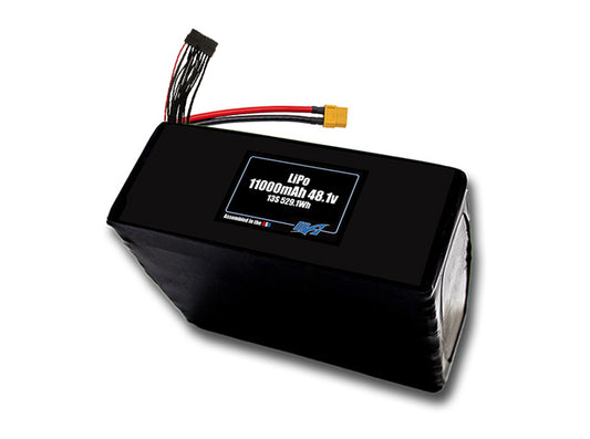 Compact 48.1-volt 11000mAh lithium-polymer battery, built for lightweight drone, UAV, and robotics projects.