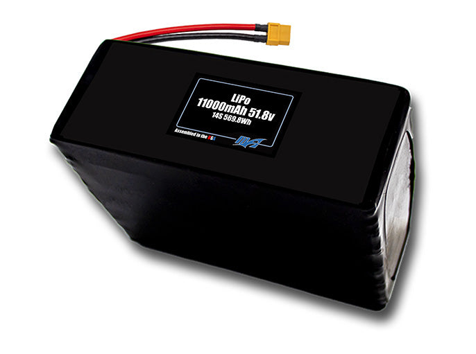 Compact 51.8-volt 11000mAh lithium-polymer battery, built for lightweight drone, UAV, and robotics projects.