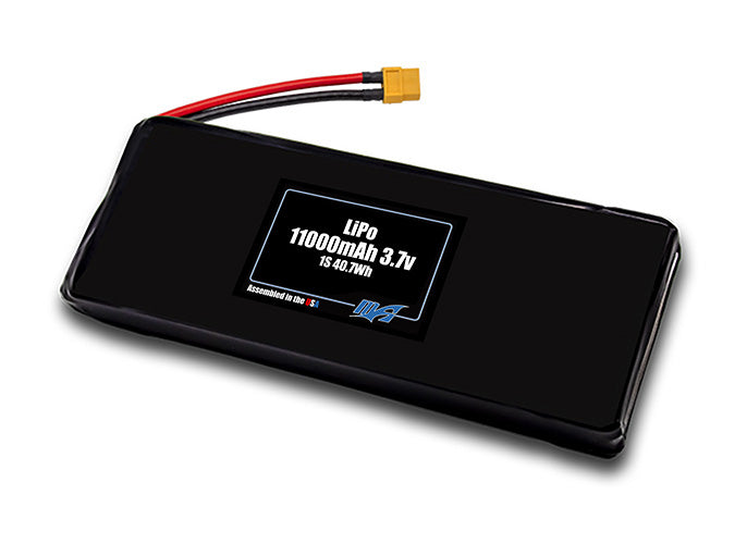 Compact 3.7-volt 11000mAh lithium-polymer battery, built for lightweight drone, UAV, and robotics projects.