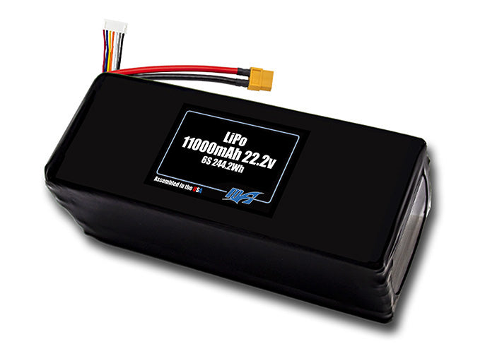 Compact 22.2-volt 11000mAh lithium-polymer battery, built for lightweight drone, UAV, and robotics projects.
