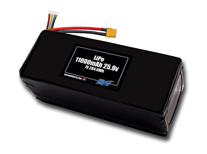 Compact 25.9-volt 11000mAh lithium-polymer battery, built for lightweight drone, UAV, and robotics projects.