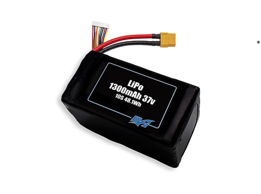 Compact 37-volt 1300mAh lithium-polymer battery, built for lightweight drone, UAV, and robotics projects.
