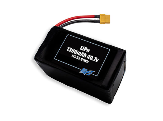 Compact 40.7-volt 1300mAh lithium-polymer battery, built for lightweight drone, UAV, and robotics projects.