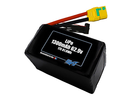 LiPo 1300mAh 17S 62.9v Battery Pack