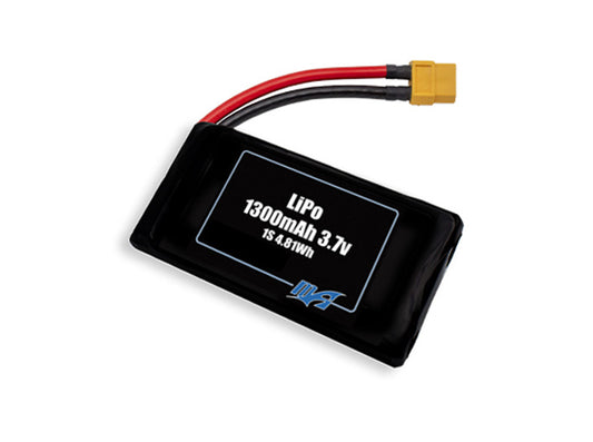 Compact 3.7-volt 1300mAh lithium-polymer battery, built for lightweight drone, UAV, and robotics projects.