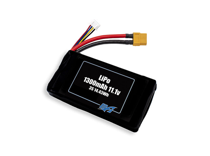 Compact 11.1-volt 1300mAh lithium-polymer battery, built for lightweight drone, UAV, and robotics projects.
