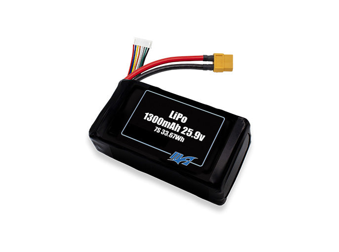 Compact 25.9-volt 1300mAh lithium-polymer battery, built for lightweight drone, UAV, and robotics projects.