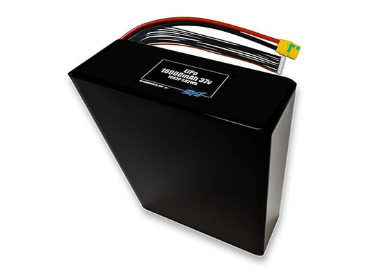 Compact 37-volt 16000mAh lithium-polymer battery, built for lightweight drone, UAV, and robotics projects.