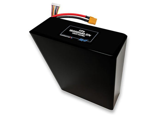 Compact 37-volt 16000mAh lithium-polymer battery, built for lightweight drone, UAV, and robotics projects.