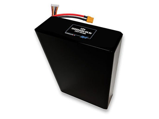 Compact 44.4-volt 16000mAh lithium-polymer battery, built for lightweight drone, UAV, and robotics projects.