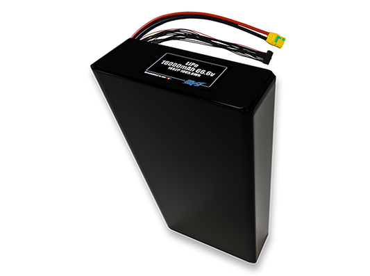 Compact 66.6-volt 16000mAh lithium-polymer battery, built for lightweight drone, UAV, and robotics projects.